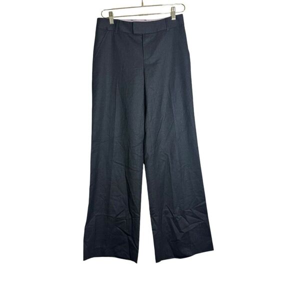 Rebecca Taylor Wool Blend Trousers Women 2 Heathered Black Wide Leg Business NWT - Picture 1 of 5